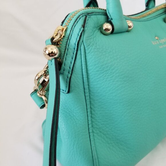 Kate Spade Soft Pebbled Leather Green Satchel Purse Charles Street - Picture 5 of 8
